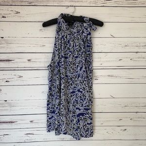 SOLD Worthington tie neck floral blue tank